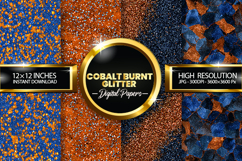 Cobalt Burnt Orange Glitter Digital Papers - 04 Variations Product Image 1