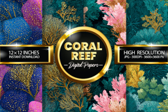Coral Reef Glitter Digital Papers - 04 Variations Product Image 1