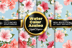 Watercolor Azalea Digital Papers - 04 Variations Product Image 1