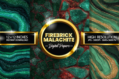 Firebrick Malachite Glitter Digital Papers - 04 Variations Product Image 1