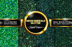 Neon Emerald Glitter Digital Papers - 04 Variations Product Image 1