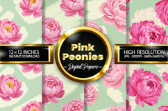 Pink Peonies Digital Papers - 04 Variations Product Image 1