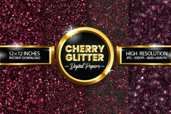 Cherry Glitter Digital Papers - 04 Variations Product Image 1