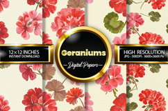 Geraniums Digital Papers - 04 Variations Product Image 1