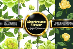 Chartreuse Flower Digital Papers - 04 Variations Product Image 1