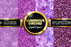 Luminous Orchid Glitter Digital Papers - 04 Variations Product Image 1