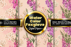 Watercolor Foxglove Digital Papers - 04 Variations Product Image 1