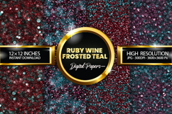 Ruby Wine Frosted Teal Glitter Digital Papers - 04 Varitions Product Image 1