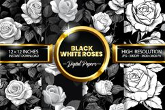 Black White Roses Digital Papers - 04 Variation Product Image 1
