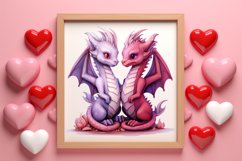 Watercolor Valentine's Day Dragon Clipart, Dragon Watercolor Product Image 2