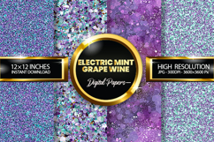 Electric Mint Grape Glitter Digital Papers - 04 Variations Product Image 1