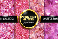 Prism Pink Glitter Digital Papers - 04 Variations Product Image 1