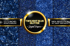 Twilight Blue Glitter Digital Papers - 04 Variations Product Image 1