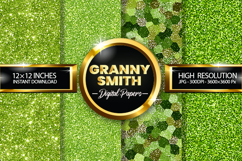 Granny Smith Glitter Digital Papers - 04 Variations Product Image 1