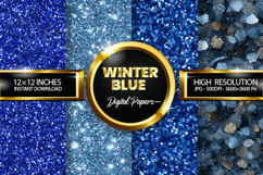 Winter Blue Glitter Digital Papers - 04 Variations Product Image 1