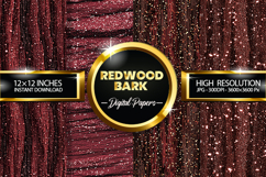 Redwood Bark Glitter Digital Papers - 04 Variations Product Image 1