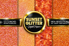Capri Sunset Orange Glitter Digital Papers - 04 Variations Product Image 1