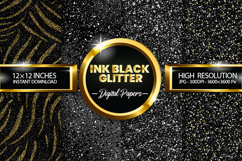 ink Black Glitter Digital Papers - 04 Variations Product Image 1
