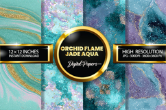Orchid Flame Jade Aqua Glitter Digital Papers - 04 Varitions Product Image 1