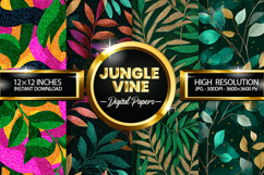 Jungle Vine Glitter Digital Papers - 04 Variations Product Image 1