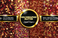 Holographic Glitter Digital Papers - 04 Variations Product Image 1
