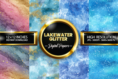 Lakewater Glitter Digital Papers - 04 Variations Product Image 1