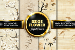 Beige Flower Glitter Digital Papers - 04 Variations Product Image 1
