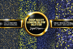 Deep Navy Lemon Glow Glitter Digital Papers Product Image 1