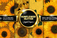 Sunflower Glitter Digital Papers - 04 Variations Product Image 1