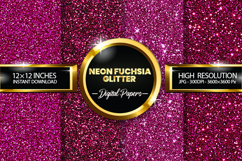 Neon Fuchsia Glitter Digital Papers - 04 Variations Product Image 1
