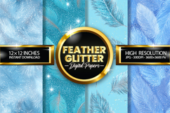 Feather Glitter Digital Papers - 04 Variations Product Image 1