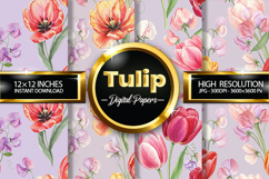 Watercolor Tulip Digital Papers - 04 Variations Product Image 1