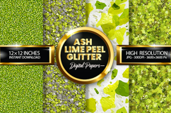 Ash Lime Peel Glitter Digital Papers - 04 Variations Product Image 1