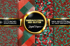 Emerald Coral Red Digital Papers - 04 Variations Product Image 1