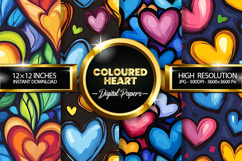 Coloured Heart Digital Papers - 04 Variation Product Image 1