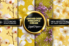 Orchid Pineapple Cream Glitter Digital Papers - 04 Varitions Product Image 1