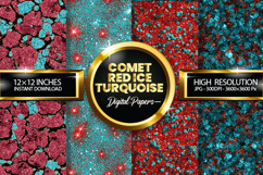 Comet Red Ice Turquoise Glitter Digital Papers Product Image 1