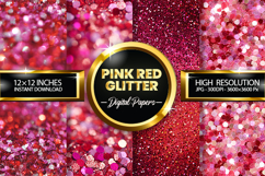 Pink Red Glitter Digital Papers - 04 Variations Product Image 1