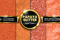 Papaya Glitter Digital Papers - 04 Variations Product Image 1