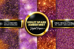Violet Spark Amber Mist Glitter Digital Papers - 04 Varition Product Image 1