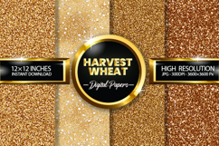 Harvest Wheat Glitter Digital Papers - 04 Variations Product Image 1