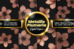 Metallic Plumeria Digital Papers - 04 Variations Product Image 1