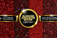 Blood Red Aqua Glow Glitter Digital Papers - 04 Variations Product Image 1