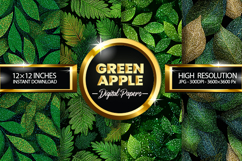 Seamless Green Petal Glitter Digital Papers - 04 Variations Product Image 1