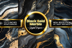 Black Gold Marble Digital Papers - 04 Variations Product Image 1