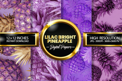 Lilac Bright Pineapple Glitter Digital Papers - 04 Varitions Product Image 1