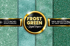 Frost Green Glitter Digital Papers - 04 Variations Product Image 1