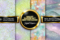 Ballet Slipper Sky Mist Pistachio Glitter Digital Papers Product Image 1