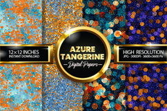Azure Tangerine Glitter Digital Papers - 04 Variations Product Image 1