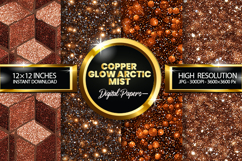 Copper Glow Arctic Mist Glitter Digital Papers - 04 Variat Product Image 1